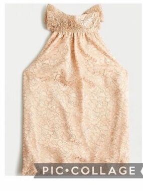J . Crew Gold Lace Tie Neck Halter Top.